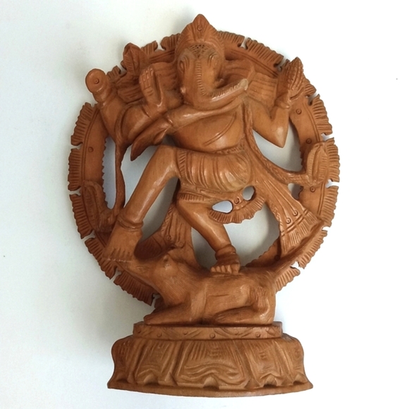 Vintage Antique Hand Carved Wooden Ganesh (Sandalwood) 6 1/2” Tall - Picture 10 of 11
